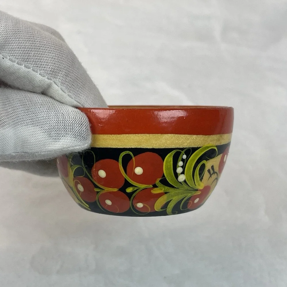 Painted Wood Trinket Bowl & Bamboo Shell Tray Set – Small Decorative Dishes